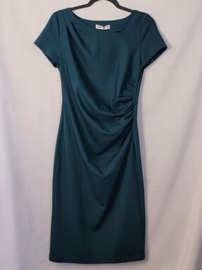 VfEmage Teal Ruched Midi Dress Size M
